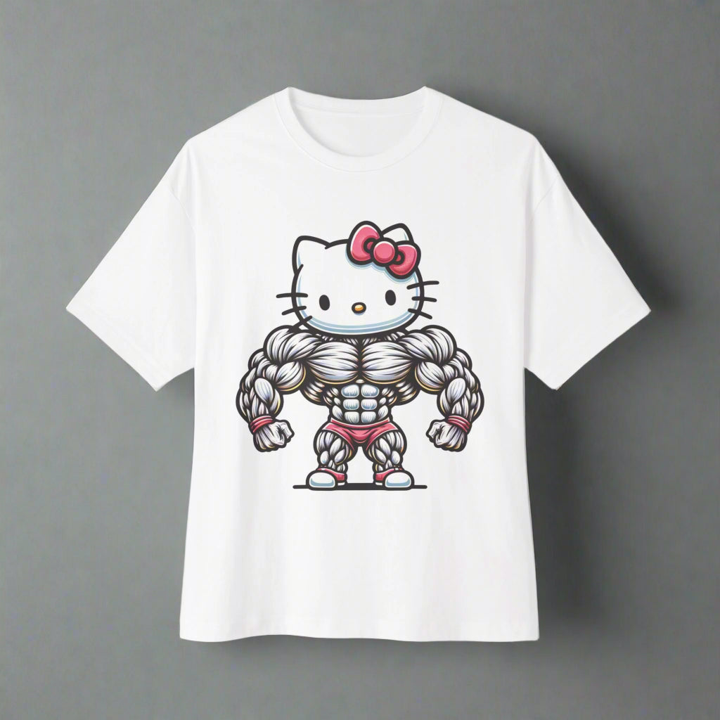 Jacked Cat - Oversized T-Shirt - White