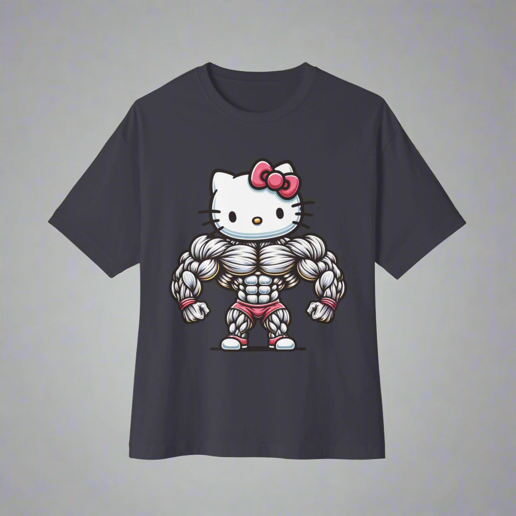 Jacked Cat - Oversized T-Shirt - Dark Grey