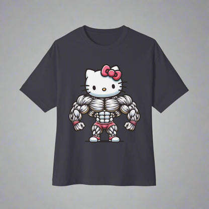 Jacked Cat - Oversized T-Shirt - Dark Grey