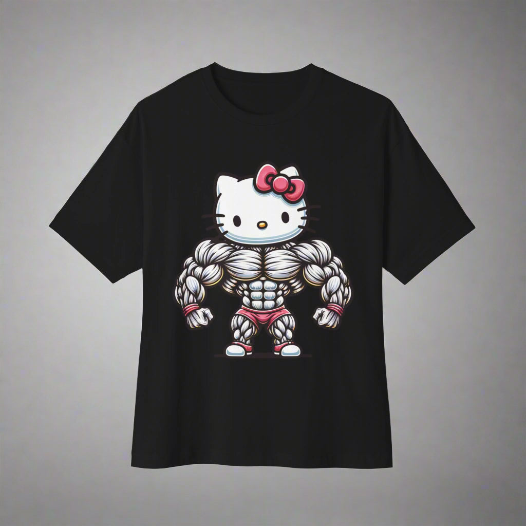 Jacked Cat - Oversized Gym T-Shirt - Black
