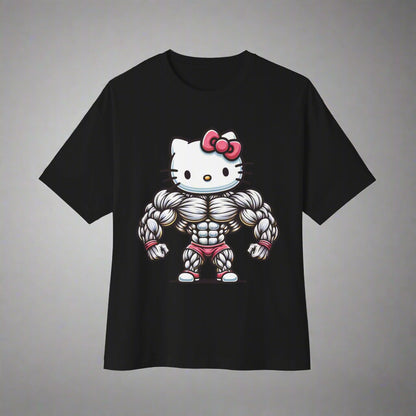 Jacked Cat - Oversized Gym T-Shirt - Black